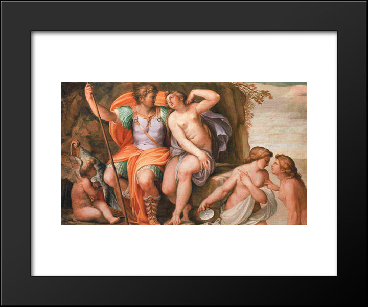 Venus And Mars 20x24 Black Modern Wood Framed Art Print Poster by Carracci, Agostino