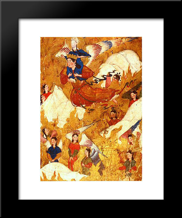 Archangel Gabriel Carries The Prophet Muhammad Over The Mountains 20x24 Black Modern Wood Framed Art Print Poster by Musa, Ahmad