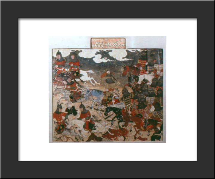 Darab And Rastnawan Fight The Rumis 20x24 Black Modern Wood Framed Art Print Poster by Musa, Ahmad