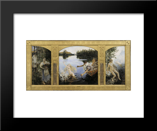 Aino Myth, Triptych 20x24 Black Modern Wood Framed Art Print Poster by Gallen Kallela, Akseli