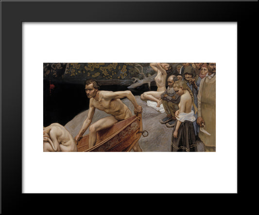 By The River Of Tuonela, Study For The Juselius Mausoleum Frescos 20x24 Black Modern Wood Framed Art Print Poster by Gallen Kallela, Akseli