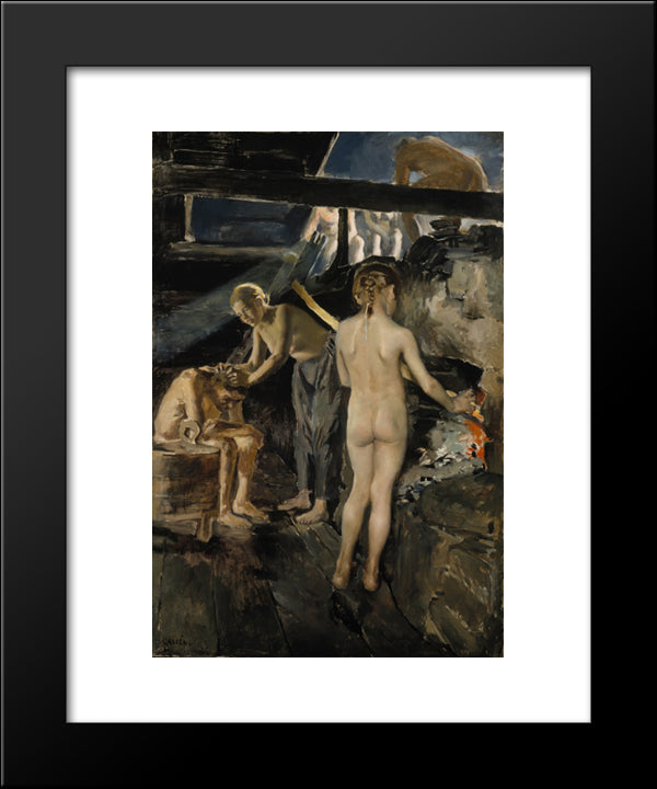 In The Sauna 20x24 Black Modern Wood Framed Art Print Poster by Gallen Kallela, Akseli