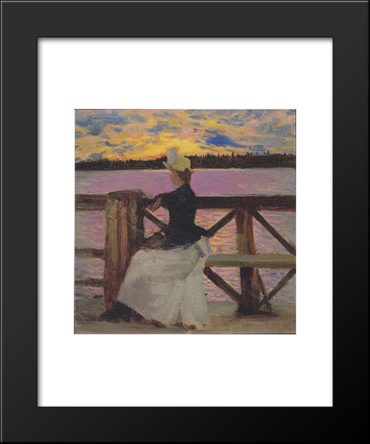 Marie Gallen At The Kuhmoniemi-Bridge 20x24 Black Modern Wood Framed Art Print Poster by Gallen Kallela, Akseli