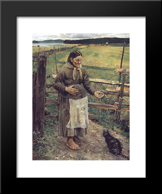 Old Woman With A Cat 20x24 Black Modern Wood Framed Art Print Poster by Gallen Kallela, Akseli