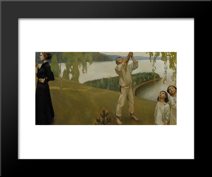 Spring, Study For The Juselius Mausoleum Frescos 20x24 Black Modern Wood Framed Art Print Poster by Gallen Kallela, Akseli