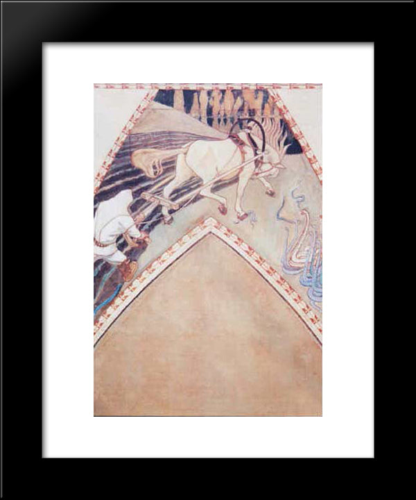 Study For The Fresco 'Ilmarinen Ploughing The Viper-Field' 20x24 Black Modern Wood Framed Art Print Poster by Gallen Kallela, Akseli