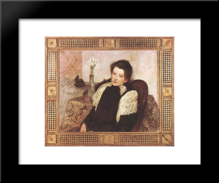 Portrait Of The Artist'S Wife 20x24 Black Modern Wood Framed Art Print Poster by Korosfoi Kriesch, Aladar