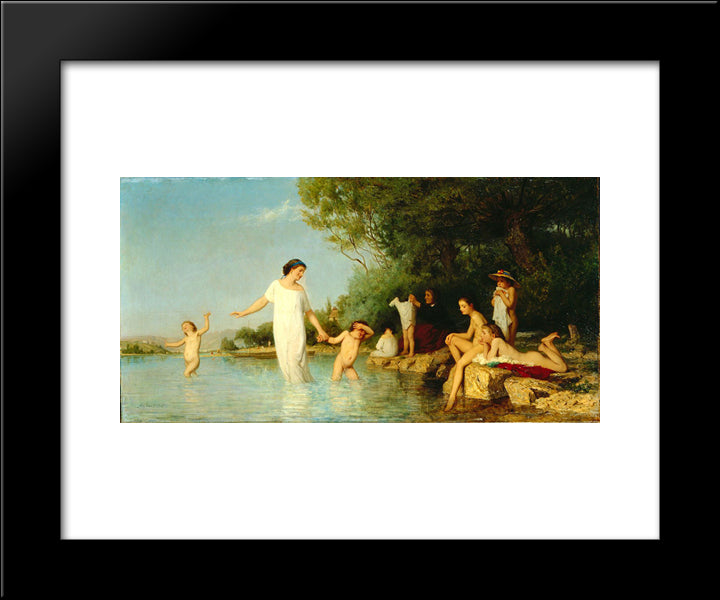 Bathers 20x24 Black Modern Wood Framed Art Print Poster by Anker, Albert