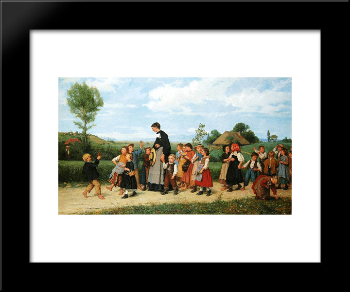 Der Schulspaziergang 20x24 Black Modern Wood Framed Art Print Poster by Anker, Albert