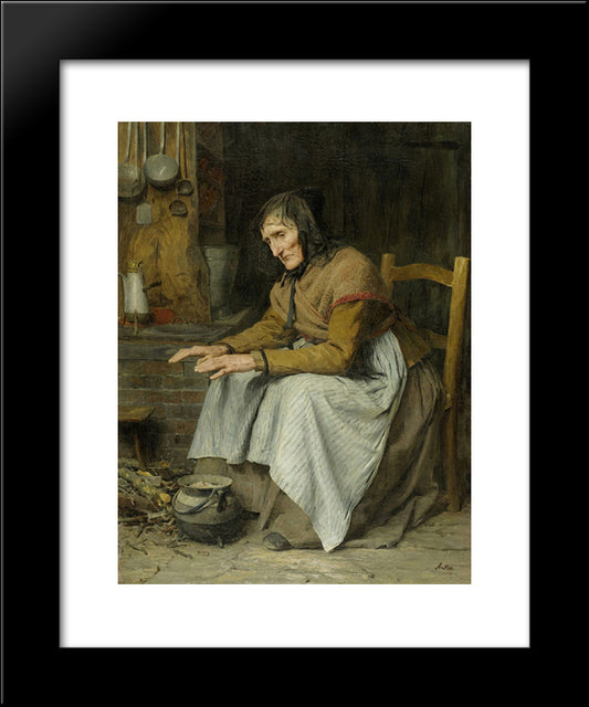 Hohes Alter Ii (Alte Frau Sich Aufwarmend) 20x24 Black Modern Wood Framed Art Print Poster by Anker, Albert