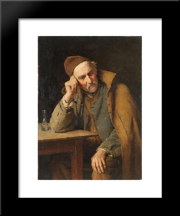 Le Vieux Schnapseur - Un Jules Avec Verre De Schnaps 20x24 Black Modern Wood Framed Art Print Poster by Anker, Albert