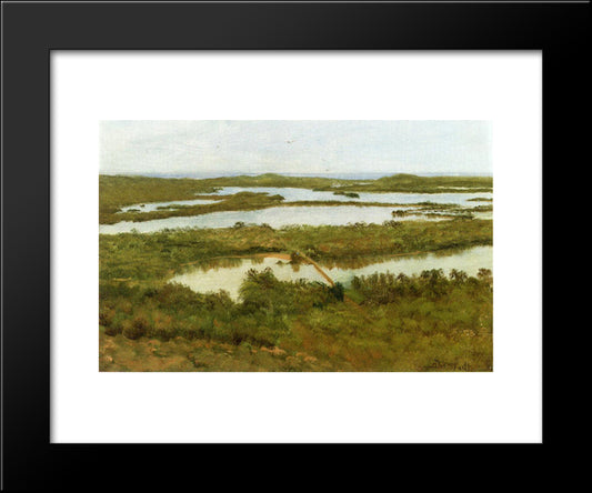 A River Estuary 20x24 Black Modern Wood Framed Art Print Poster by Bierstadt, Albert