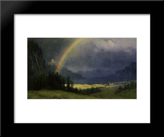 After The Shower 20x24 Black Modern Wood Framed Art Print Poster by Bierstadt, Albert