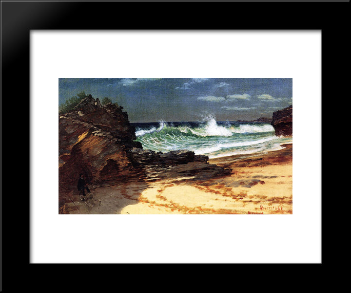 Beach At Nassau 20x24 Black Modern Wood Framed Art Print Poster by Bierstadt, Albert