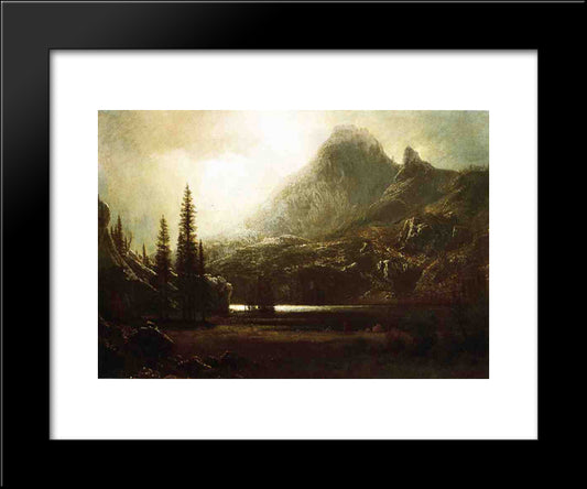 By A Mountain Lake 20x24 Black Modern Wood Framed Art Print Poster by Bierstadt, Albert