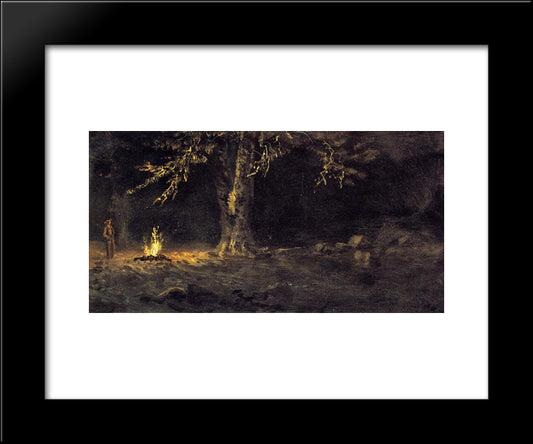 Campfire, Yosemite Valley 20x24 Black Modern Wood Framed Art Print Poster by Bierstadt, Albert