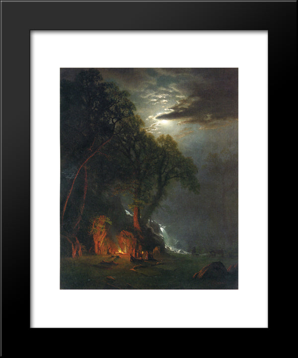 Campfire Site, Yosemite 20x24 Black Modern Wood Framed Art Print Poster by Bierstadt, Albert