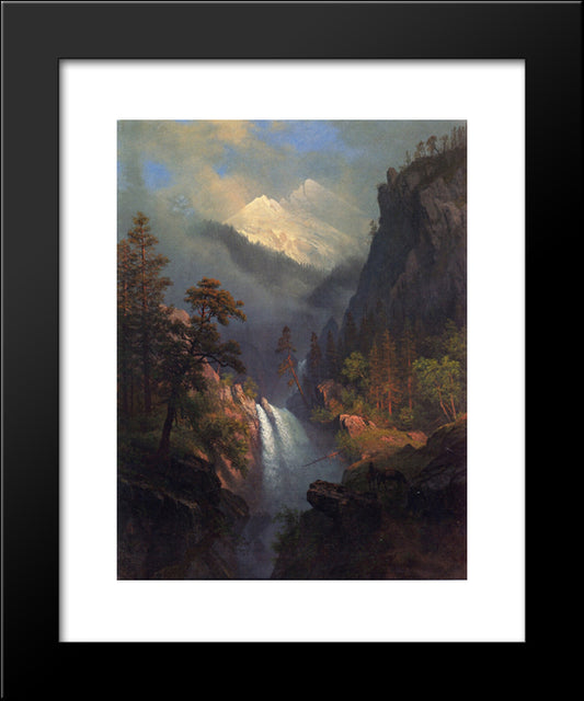 Cascading Falls At Sunset 20x24 Black Modern Wood Framed Art Print Poster by Bierstadt, Albert