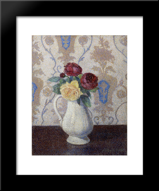 Bouquet De Roses Dans Un Vase 20x24 Black Modern Wood Framed Art Print Poster by Pillet Albert Dubois