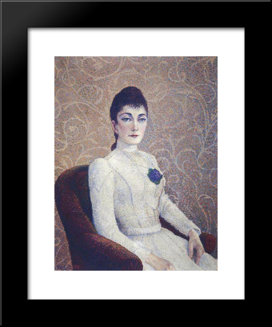 La Dame A La Robe Blanche 20x24 Black Modern Wood Framed Art Print Poster by Pillet Albert Dubois