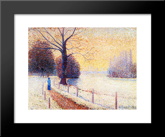 Le Puy In The Snow 20x24 Black Modern Wood Framed Art Print Poster by Pillet Albert Dubois