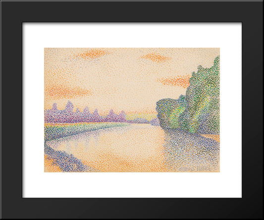 The Banks Of The Marne At Dawn 20x24 Black Modern Wood Framed Art Print Poster by Pillet Albert Dubois