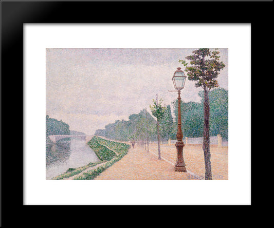 The Banks Of The Seine At Neuilly 20x24 Black Modern Wood Framed Art Print Poster by Pillet Albert Dubois