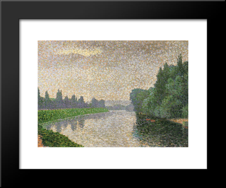 The Marne At Dawn 20x24 Black Modern Wood Framed Art Print Poster by Pillet Albert Dubois