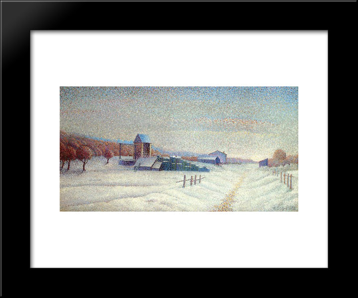 Winter Landscape 20x24 Black Modern Wood Framed Art Print Poster by Pillet Albert Dubois