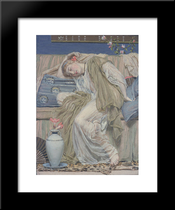 A Sleeping Girl 20x24 Black Modern Wood Framed Art Print Poster by Moore, Albert Joseph