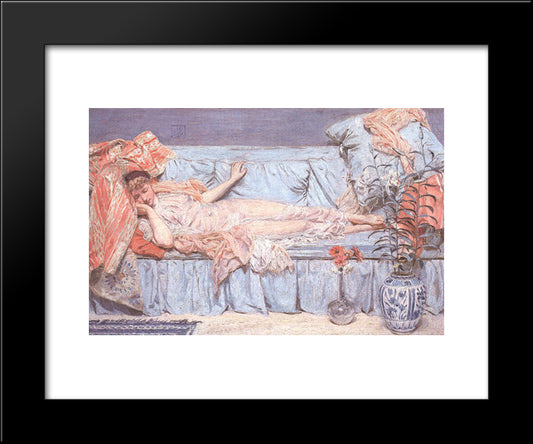 Reclining Model 20x24 Black Modern Wood Framed Art Print Poster by Moore, Albert Joseph