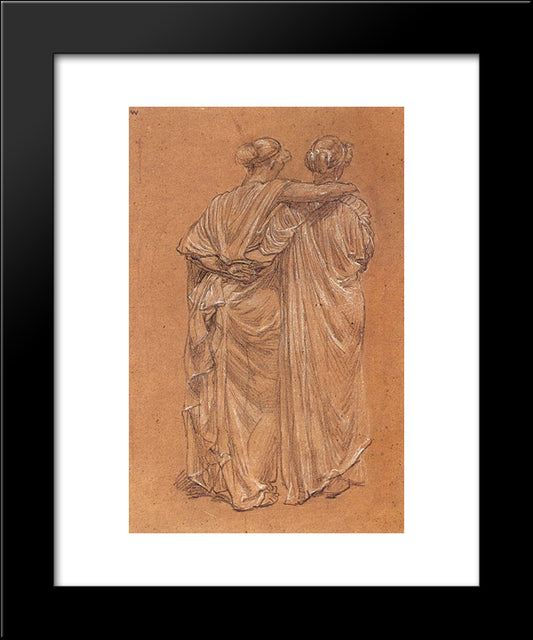 Study Of Two Female Figures 20x24 Black Modern Wood Framed Art Print Poster by Moore, Albert Joseph