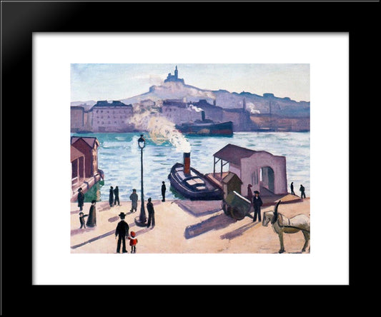 A Horse In Marseille 20x24 Black Modern Wood Framed Art Print Poster by Marquet, Albert