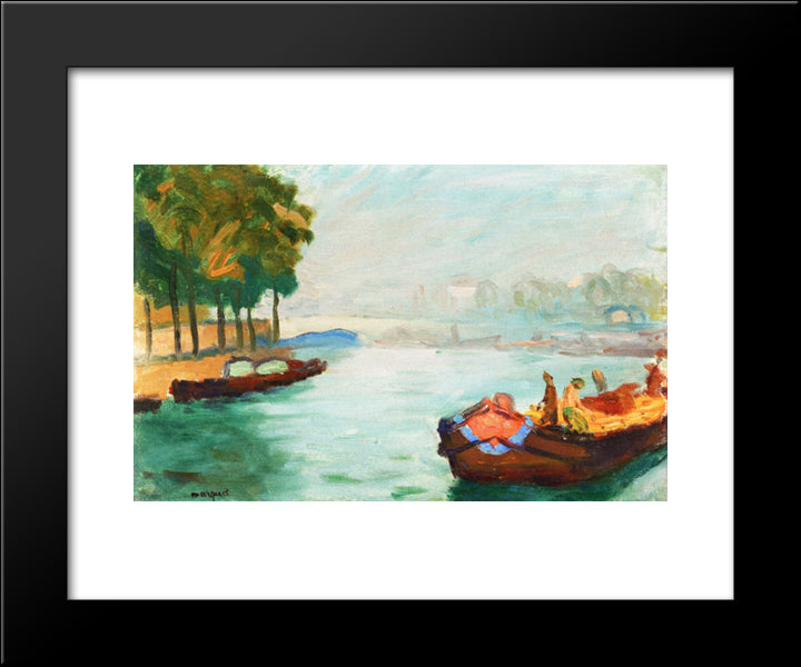 Banks Of The Seine, Paris 20x24 Black Modern Wood Framed Art Print Poster by Marquet, Albert