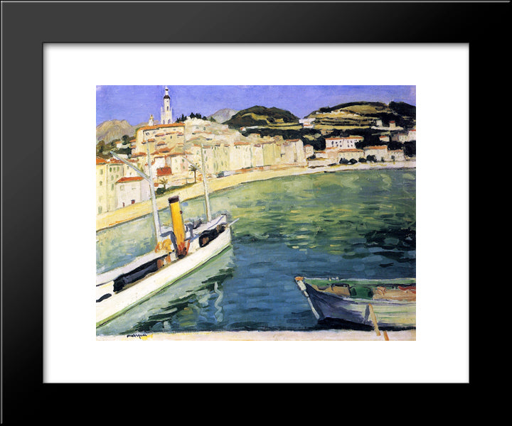 Harbor Of Menton 20x24 Black Modern Wood Framed Art Print Poster by Marquet, Albert