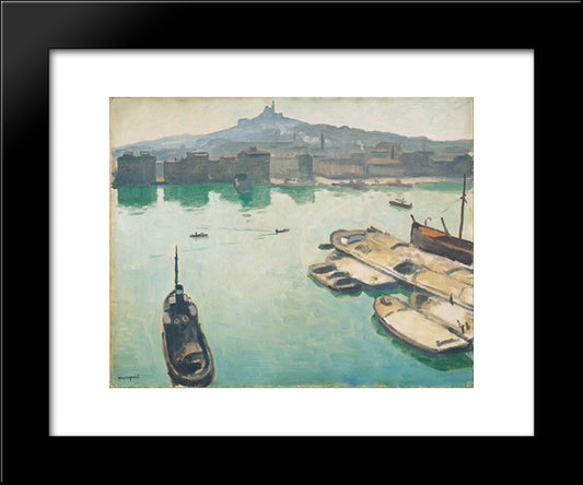 Port Of Marseilles 20x24 Black Modern Wood Framed Art Print Poster by Marquet, Albert