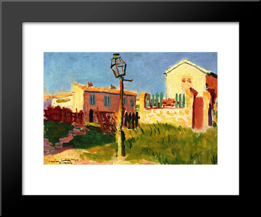 Street Lamp, Arcueil 20x24 Black Modern Wood Framed Art Print Poster by Marquet, Albert