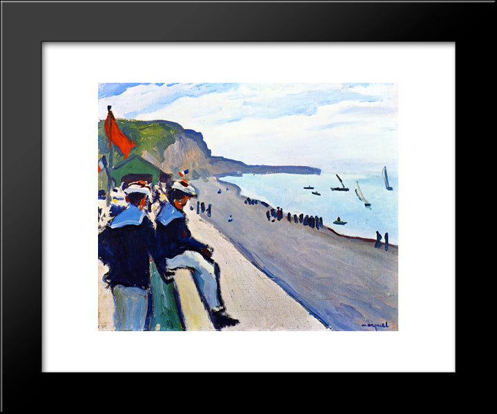 The Beach At Fecamp 20x24 Black Modern Wood Framed Art Print Poster by Marquet, Albert