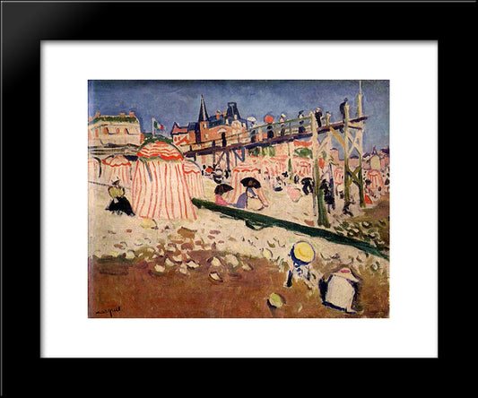 The Beach At Sainte-Adresse 20x24 Black Modern Wood Framed Art Print Poster by Marquet, Albert