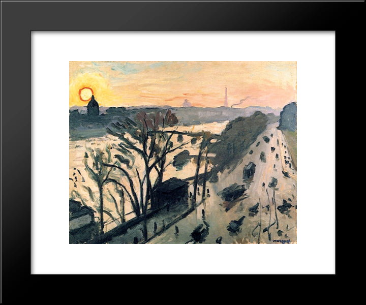 The Louvre Embankment 20x24 Black Modern Wood Framed Art Print Poster by Marquet, Albert