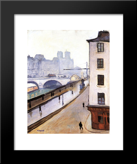 The Pont Saint-Michel And Notre Dame 20x24 Black Modern Wood Framed Art Print Poster by Marquet, Albert