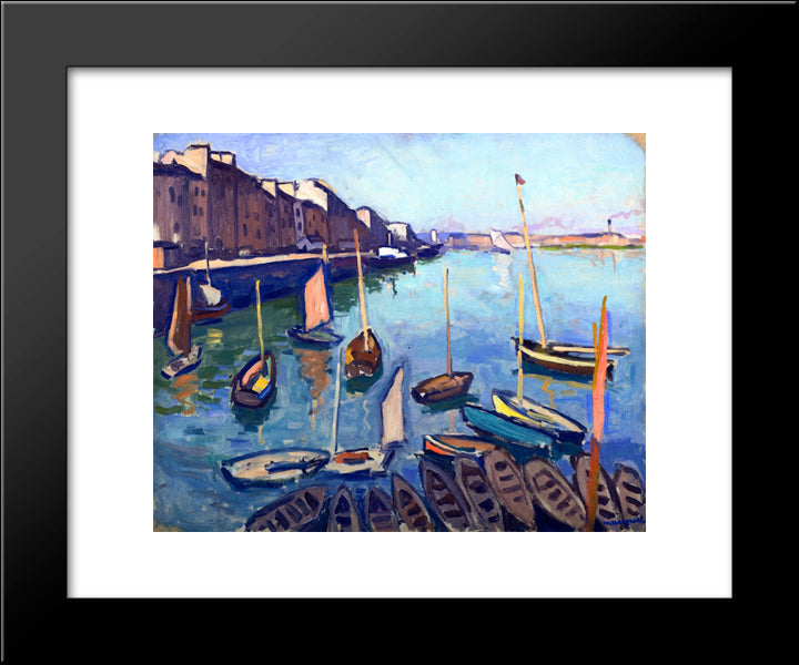 The Port, Le Havre 20x24 Black Modern Wood Framed Art Print Poster by Marquet, Albert