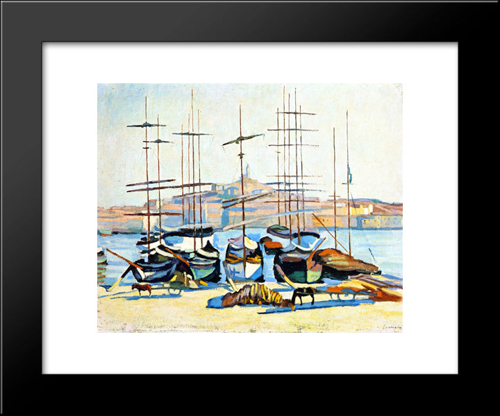 The Port Of Marseliles 20x24 Black Modern Wood Framed Art Print Poster by Marquet, Albert