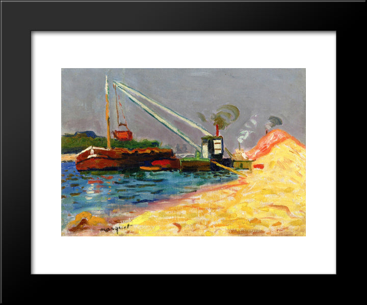 Unloading Sand 20x24 Black Modern Wood Framed Art Print Poster by Marquet, Albert