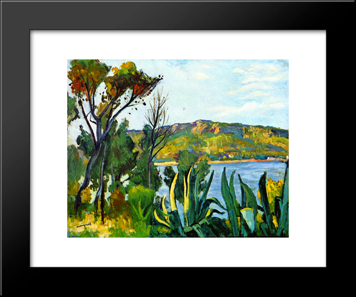 View Of Agay 20x24 Black Modern Wood Framed Art Print Poster by Marquet, Albert