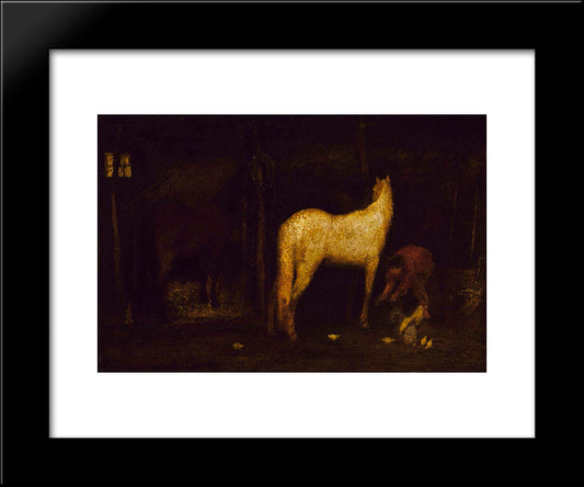 In The Stable 20x24 Black Modern Wood Framed Art Print Poster by Pinkham Ryder, Albert