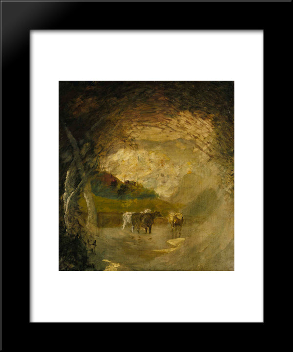 Landscape With Trees And Cattle 20x24 Black Modern Wood Framed Art Print Poster by Pinkham Ryder, Albert