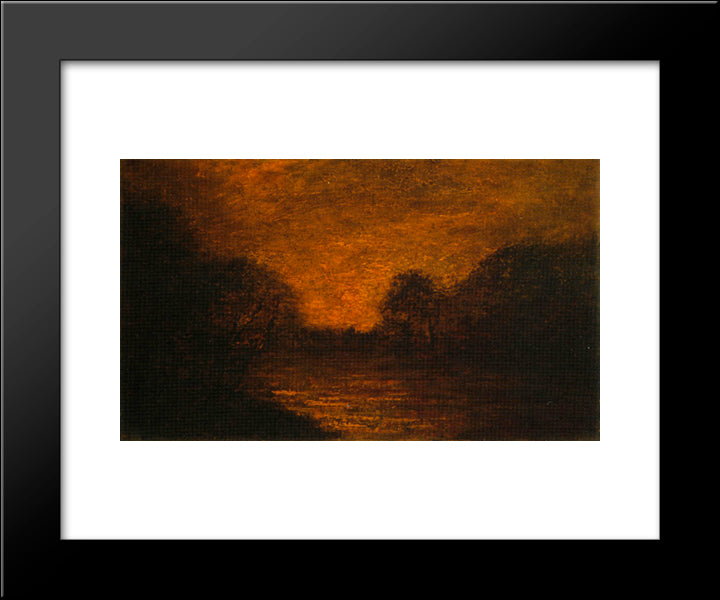 Pond In Moonlight 20x24 Black Modern Wood Framed Art Print Poster by Pinkham Ryder, Albert