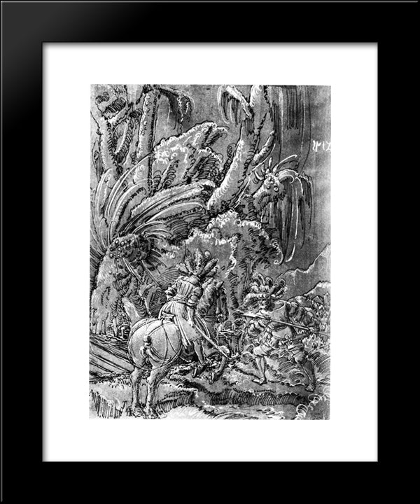 Battle Between Knights And Mercenary 20x24 Black Modern Wood Framed Art Print Poster by Altdorfer, Albrecht
