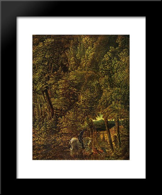 Countryside Of Wood With Saint George Fighting The Dragon 20x24 Black Modern Wood Framed Art Print Poster by Altdorfer, Albrecht